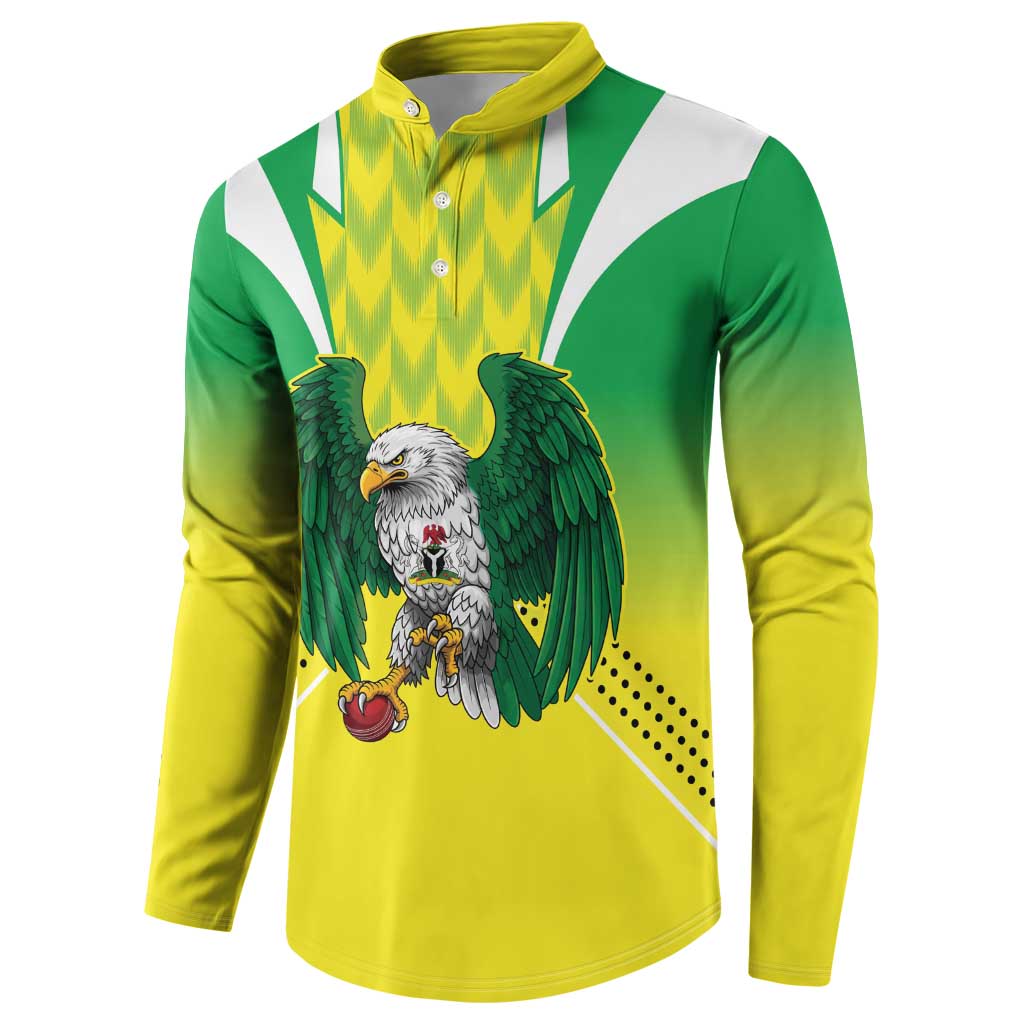 Nigeria Cricket Custom Button Sweatshirt Najeriya Yellow Greens Eagle - Wonder Print Shop