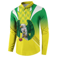 Nigeria Cricket Custom Button Sweatshirt Najeriya Yellow Greens Eagle - Wonder Print Shop