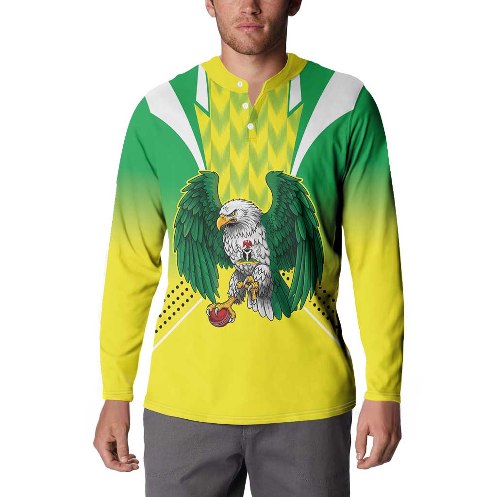 Nigeria Cricket Custom Button Sweatshirt Najeriya Yellow Greens Eagle - Wonder Print Shop