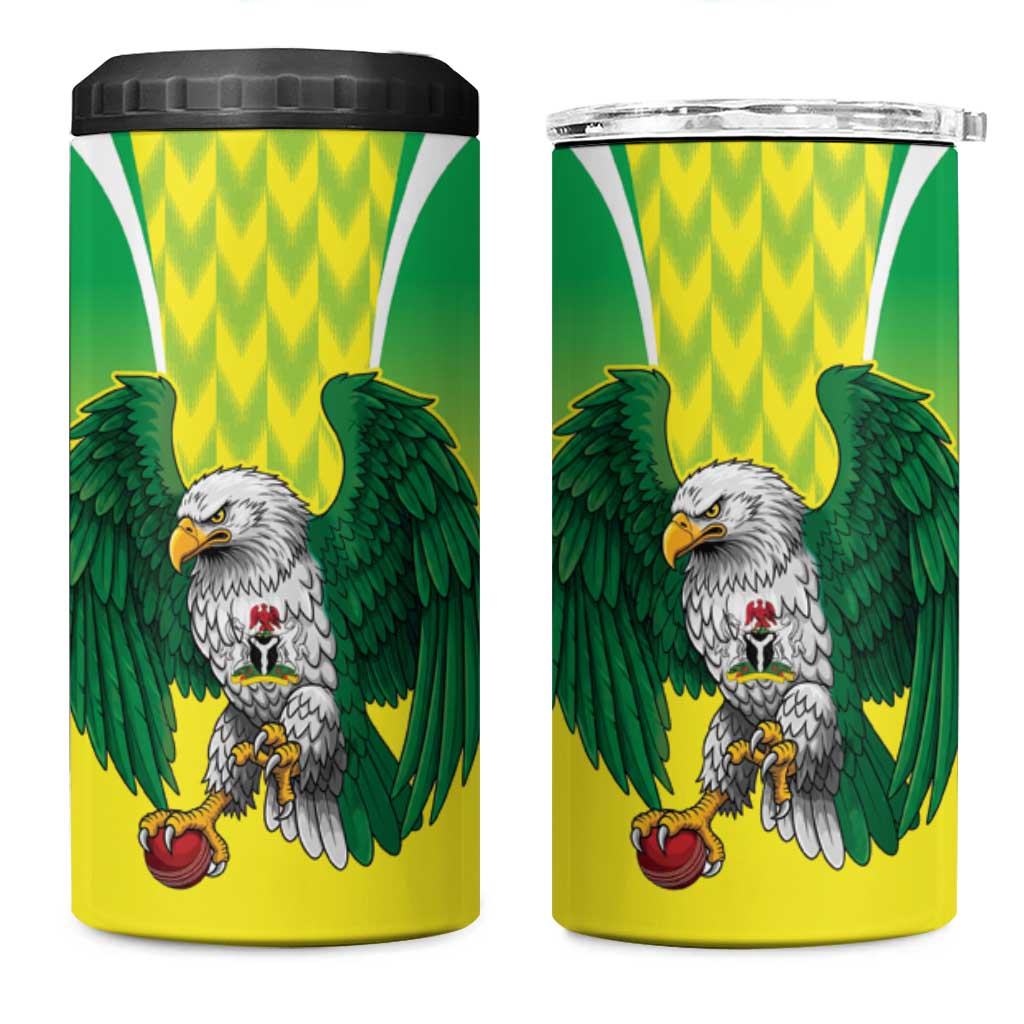 Nigeria Cricket Custom 4 in 1 Can Cooler Tumbler Najeriya Yellow Greens Eagle - Wonder Print Shop