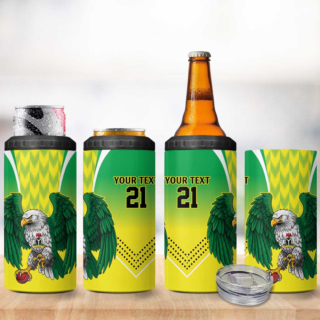 Nigeria Cricket Custom 4 in 1 Can Cooler Tumbler Najeriya Yellow Greens Eagle - Wonder Print Shop