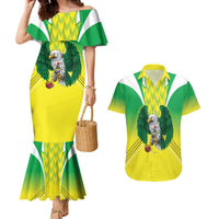 Nigeria Cricket Custom Couples Matching Mermaid Dress and Hawaiian Shirt Najeriya Yellow Greens Eagle - Wonder Print Shop