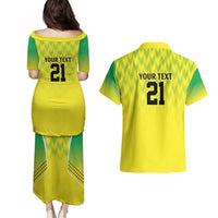 Nigeria Cricket Custom Couples Matching Puletasi and Hawaiian Shirt Najeriya Yellow Greens Eagle - Wonder Print Shop