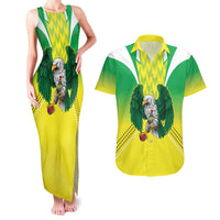 Nigeria Cricket Custom Couples Matching Tank Maxi Dress and Hawaiian Shirt Najeriya Yellow Greens Eagle - Wonder Print Shop