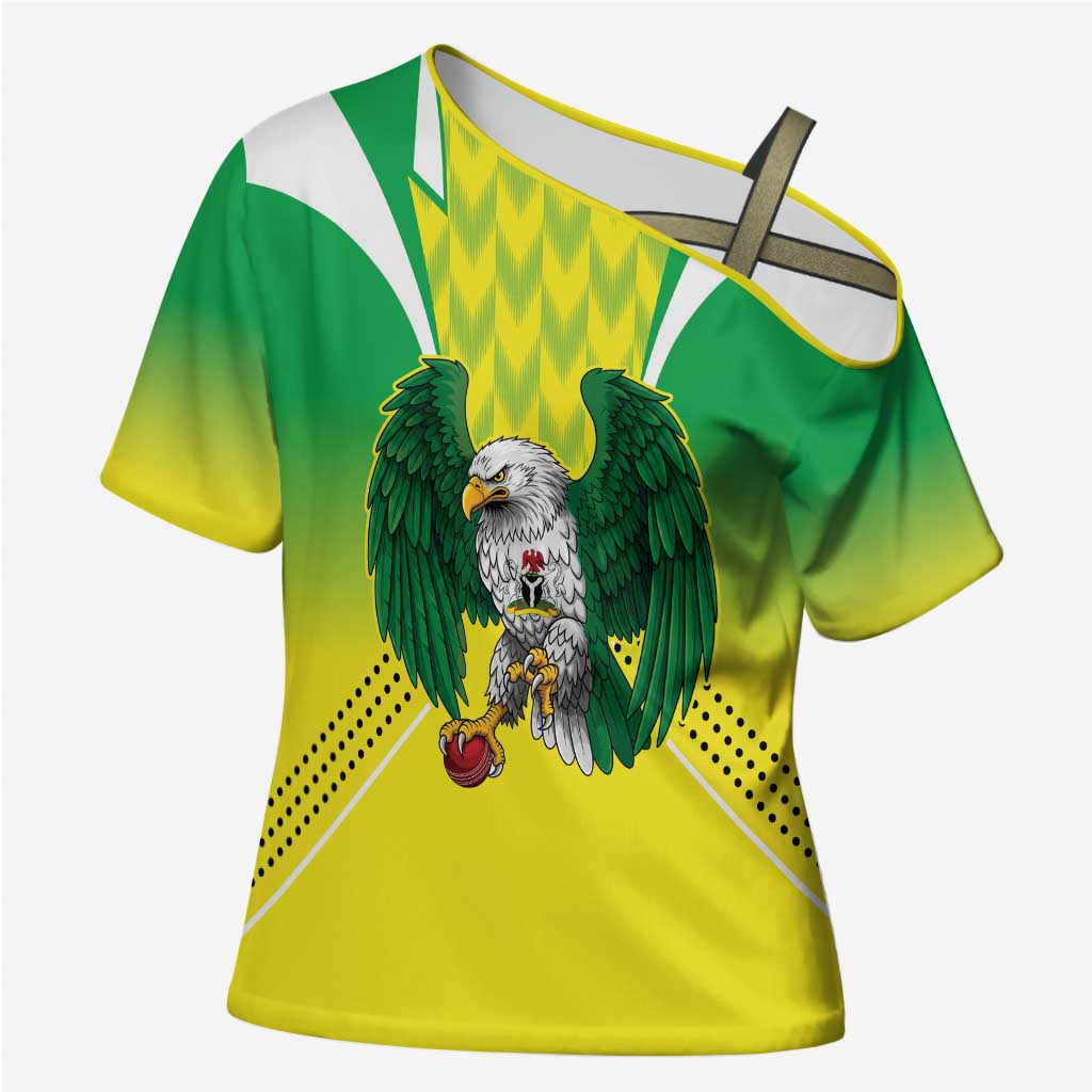 Nigeria Cricket Custom Cross Shoulder Shirt Najeriya Yellow Greens Eagle - Wonder Print Shop