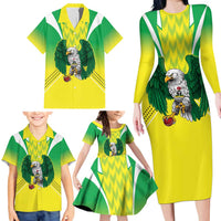 Nigeria Cricket Custom Family Matching Long Sleeve Bodycon Dress and Hawaiian Shirt Najeriya Yellow Greens Eagle - Wonder Print Shop