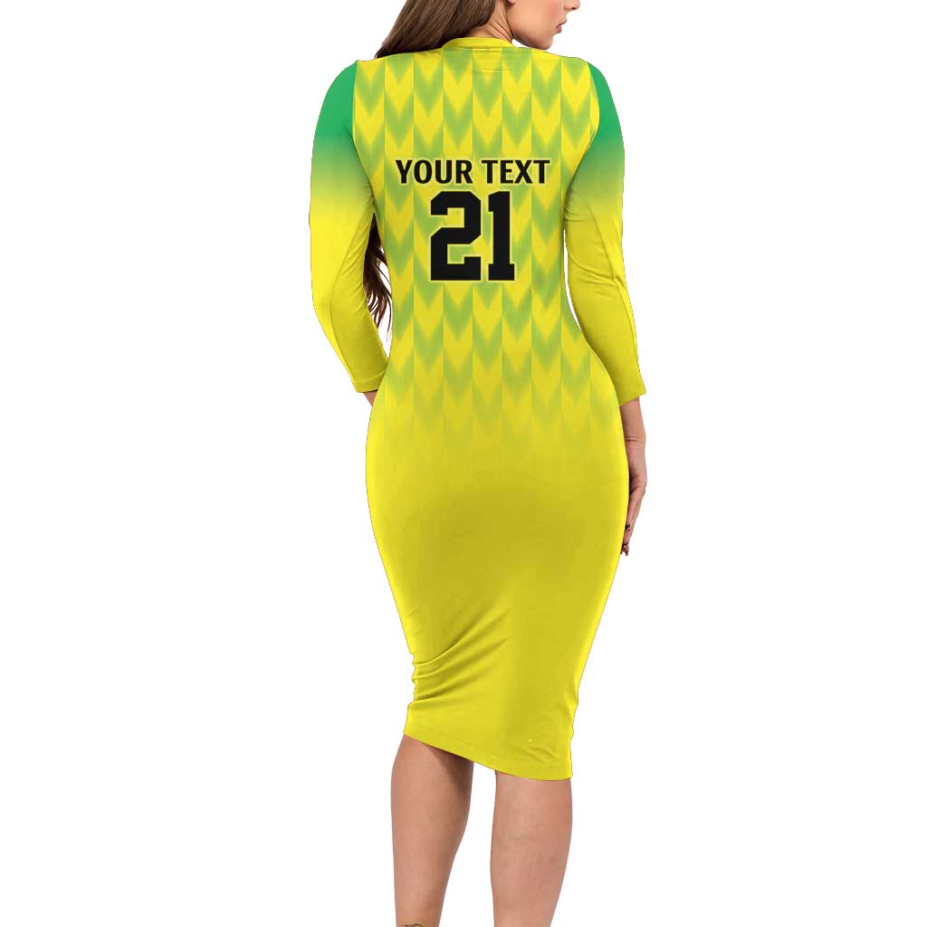 Nigeria Cricket Custom Family Matching Long Sleeve Bodycon Dress and Hawaiian Shirt Najeriya Yellow Greens Eagle - Wonder Print Shop