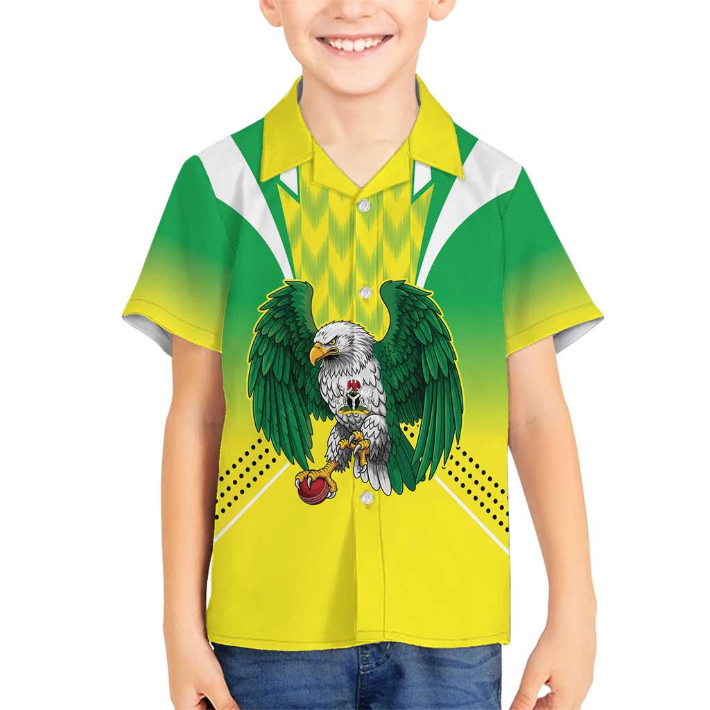 Nigeria Cricket Custom Family Matching Long Sleeve Bodycon Dress and Hawaiian Shirt Najeriya Yellow Greens Eagle - Wonder Print Shop