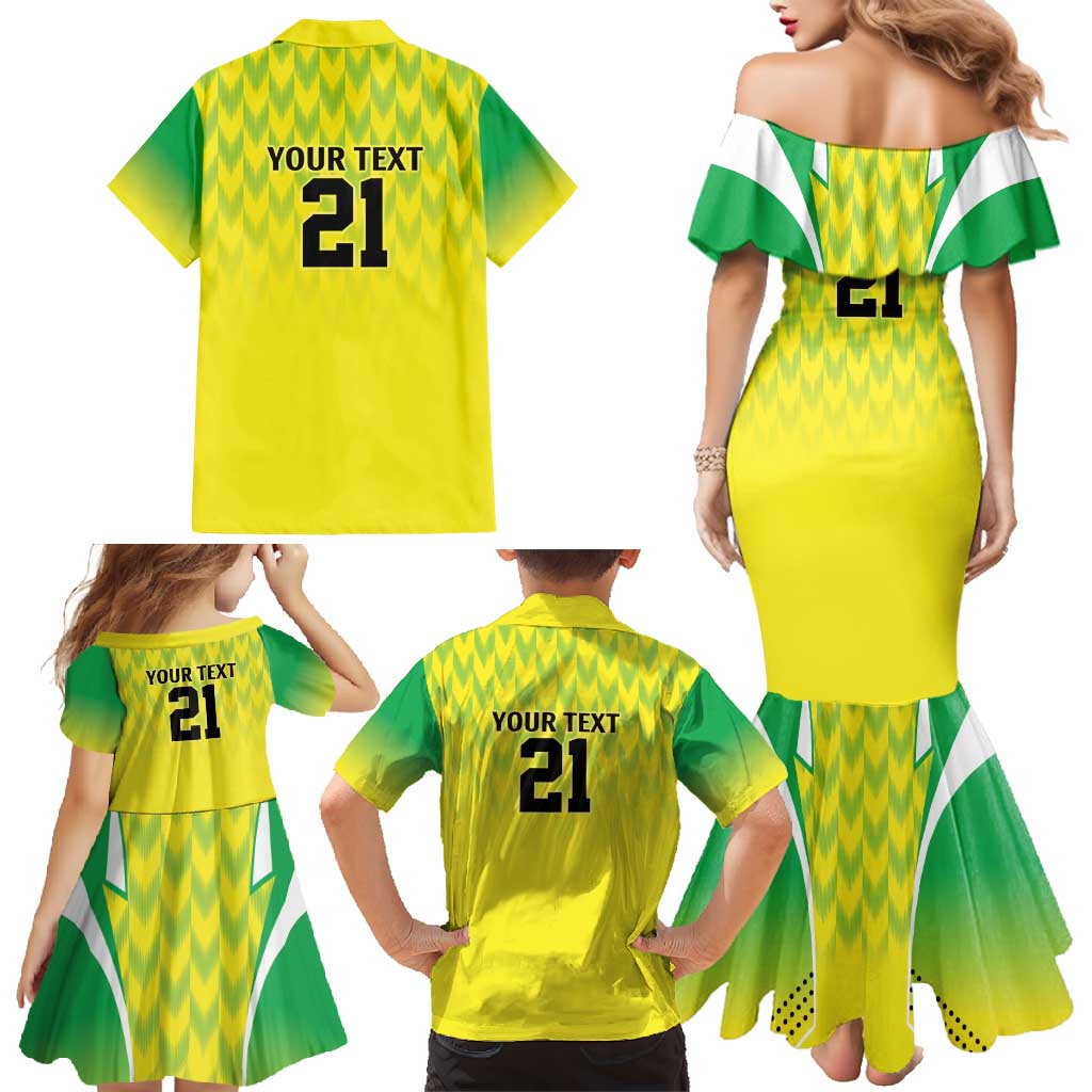 Nigeria Cricket Custom Family Matching Mermaid Dress and Hawaiian Shirt Najeriya Yellow Greens Eagle - Wonder Print Shop