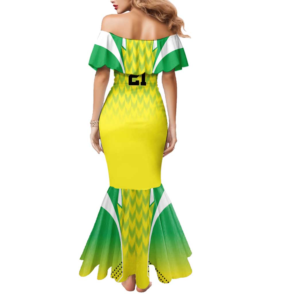 Nigeria Cricket Custom Family Matching Mermaid Dress and Hawaiian Shirt Najeriya Yellow Greens Eagle - Wonder Print Shop