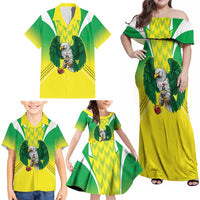 Nigeria Cricket Custom Family Matching Off Shoulder Maxi Dress and Hawaiian Shirt Najeriya Yellow Greens Eagle - Wonder Print Shop