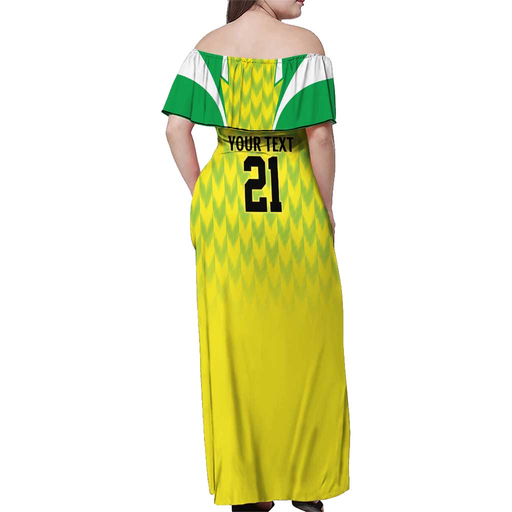 Nigeria Cricket Custom Family Matching Off Shoulder Maxi Dress and Hawaiian Shirt Najeriya Yellow Greens Eagle - Wonder Print Shop