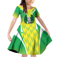 Nigeria Cricket Custom Family Matching Off Shoulder Short Dress and Hawaiian Shirt Najeriya Yellow Greens Eagle - Wonder Print Shop