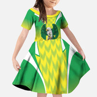 Nigeria Cricket Custom Family Matching Short Sleeve Bodycon Dress and Hawaiian Shirt Najeriya Yellow Greens Eagle - Wonder Print Shop