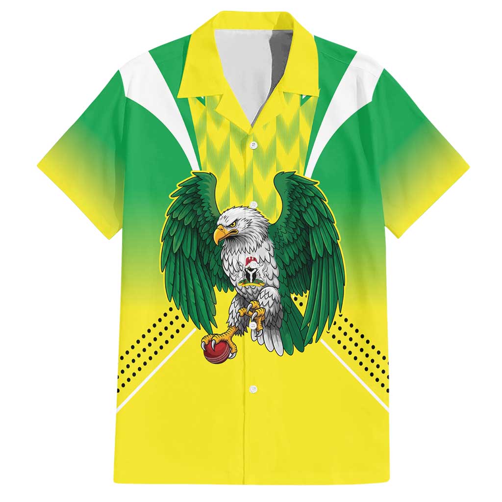 Nigeria Cricket Custom Family Matching Short Sleeve Bodycon Dress and Hawaiian Shirt Najeriya Yellow Greens Eagle - Wonder Print Shop