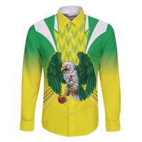 Nigeria Cricket Custom Family Matching Short Sleeve Bodycon Dress and Hawaiian Shirt Najeriya Yellow Greens Eagle - Wonder Print Shop