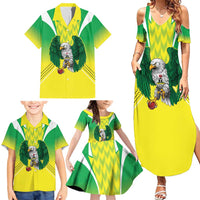 Nigeria Cricket Custom Family Matching Summer Maxi Dress and Hawaiian Shirt Najeriya Yellow Greens Eagle - Wonder Print Shop