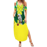 Nigeria Cricket Custom Family Matching Summer Maxi Dress and Hawaiian Shirt Najeriya Yellow Greens Eagle - Wonder Print Shop