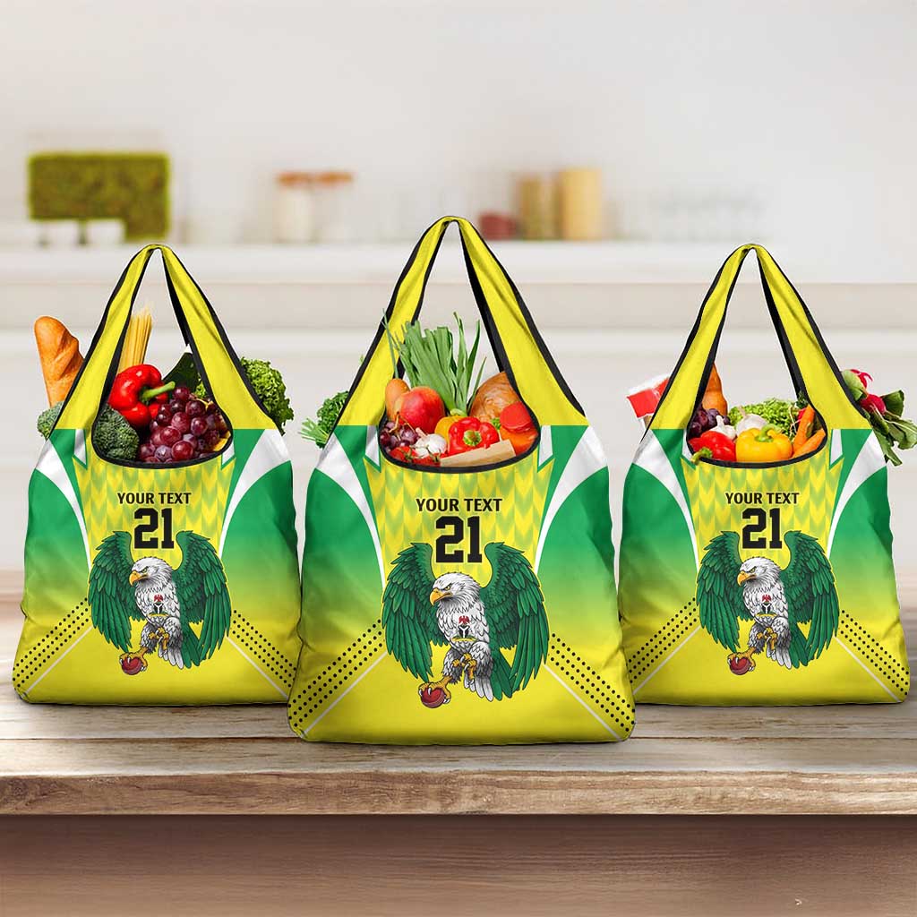 Nigeria Cricket Custom Grocery Bag Najeriya Yellow Greens Eagle - Wonder Print Shop