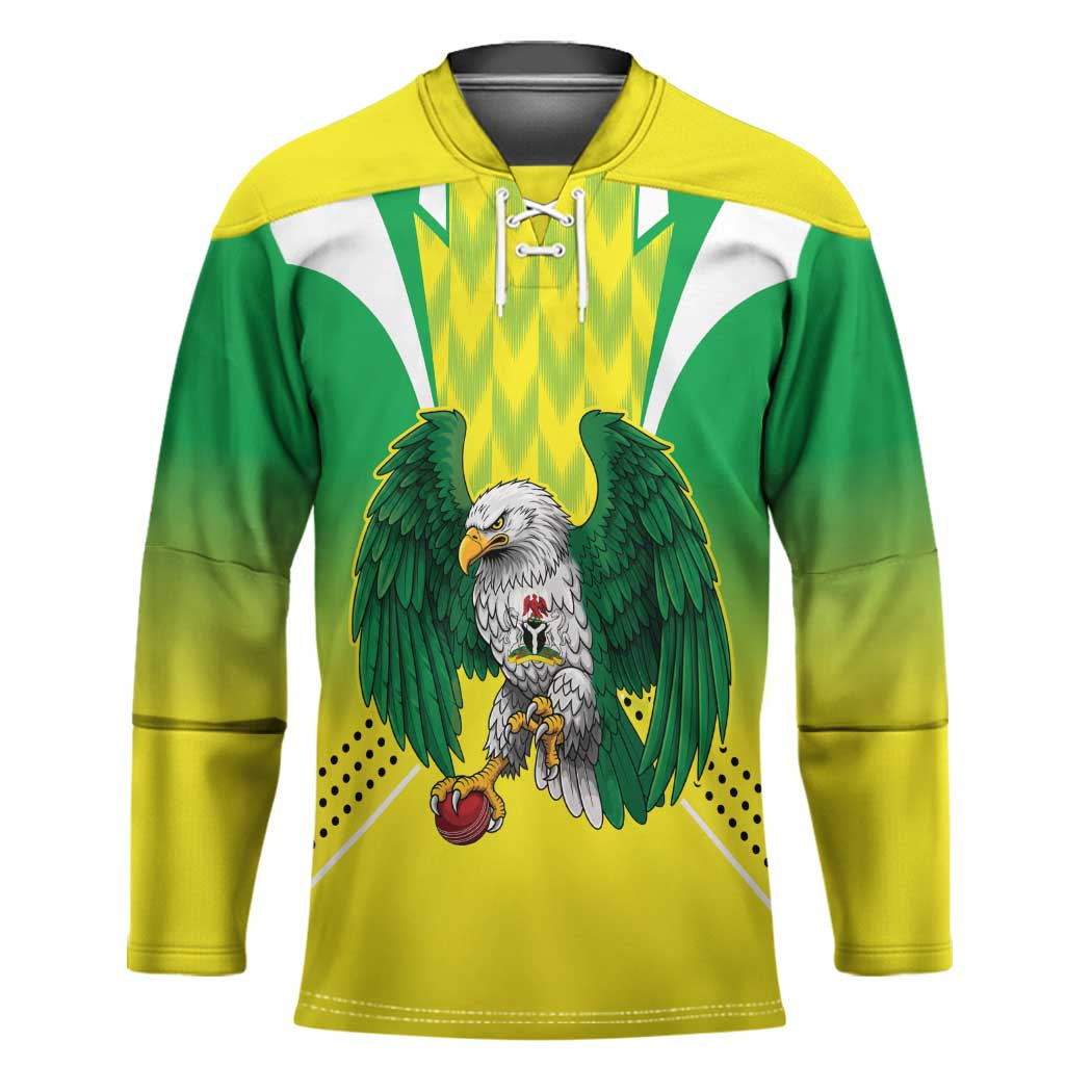 Nigeria Cricket Custom Hockey Jersey Najeriya Yellow Greens Eagle - Wonder Print Shop