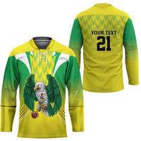 Nigeria Cricket Custom Hockey Jersey Najeriya Yellow Greens Eagle - Wonder Print Shop