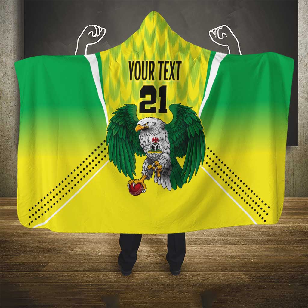 Nigeria Cricket Custom Hooded Blanket Najeriya Yellow Greens Eagle - Wonder Print Shop
