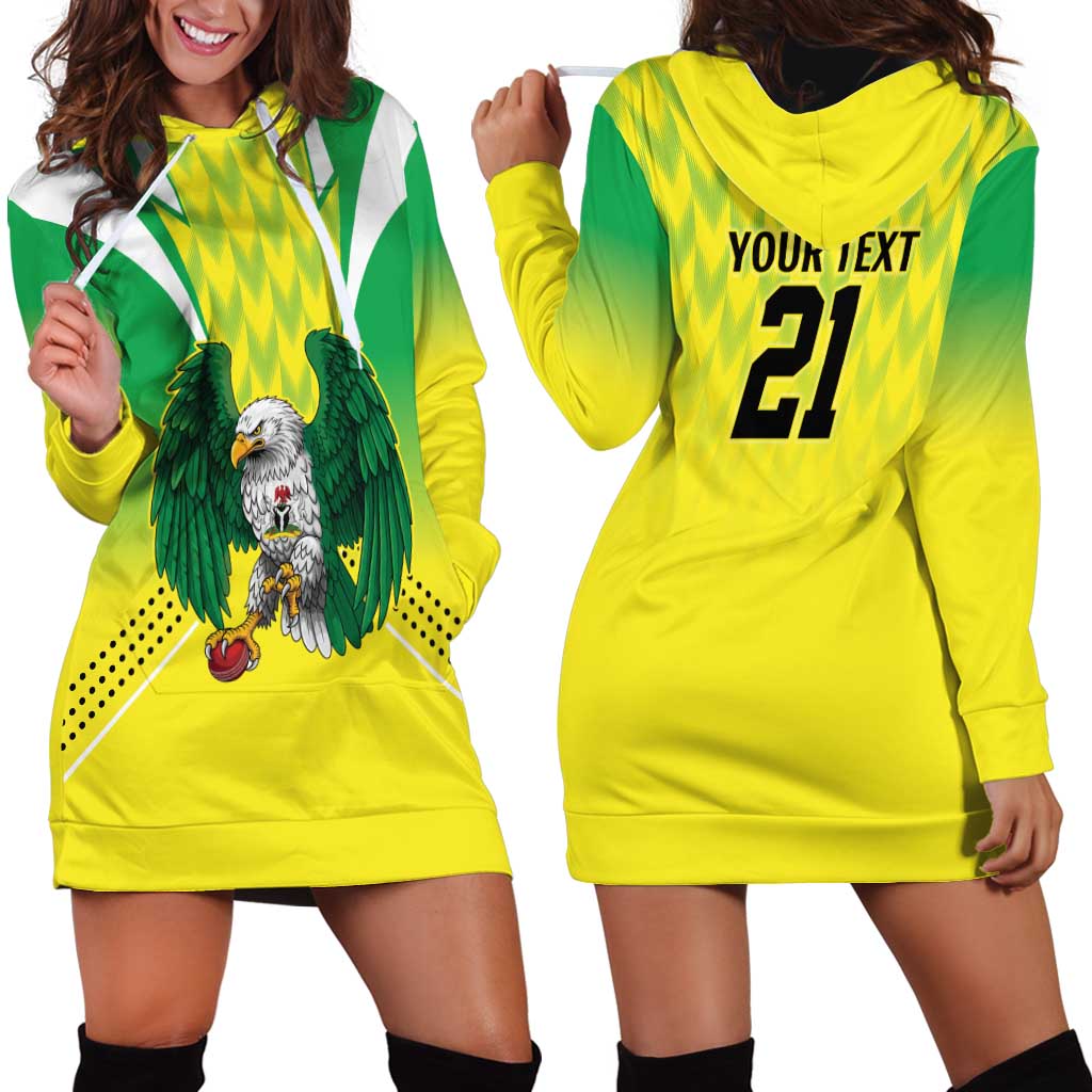 Nigeria Cricket Custom Hoodie Dress Najeriya Yellow Greens Eagle - Wonder Print Shop