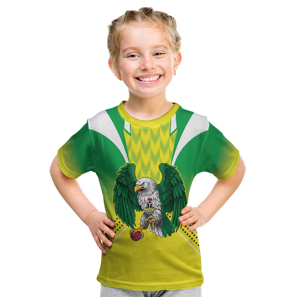 Nigeria Cricket Custom Kid T Shirt Najeriya Yellow Greens Eagle - Wonder Print Shop