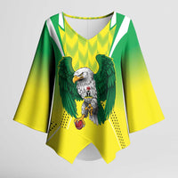 Nigeria Cricket Custom Kimono Sleeve Blouse Najeriya Yellow Greens Eagle - Wonder Print Shop