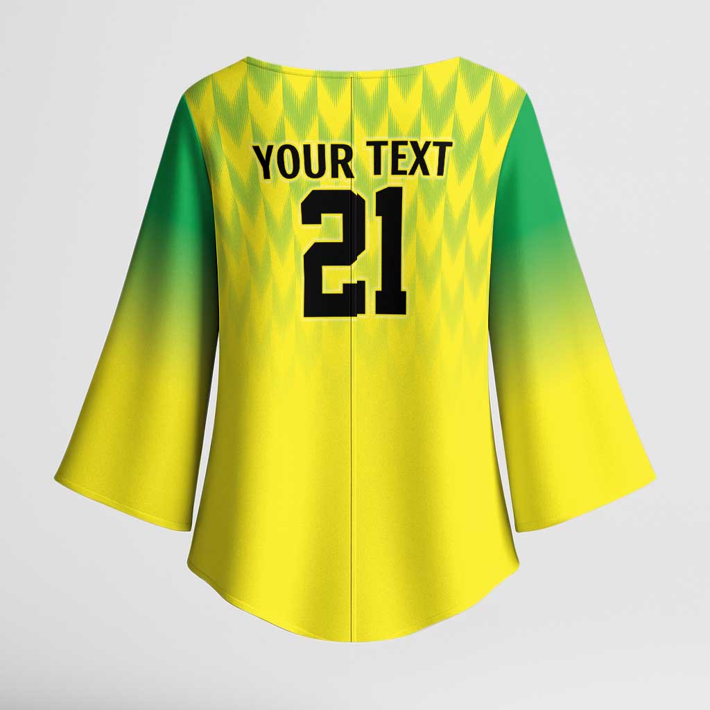 Nigeria Cricket Custom Kimono Sleeve Blouse Najeriya Yellow Greens Eagle - Wonder Print Shop