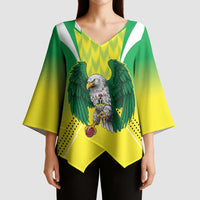 Nigeria Cricket Custom Kimono Sleeve Blouse Najeriya Yellow Greens Eagle - Wonder Print Shop