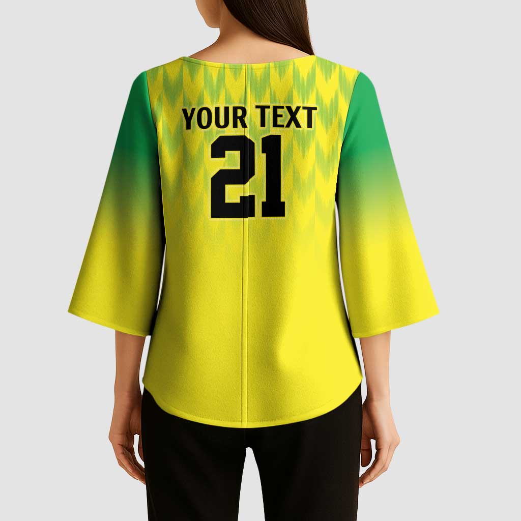 Nigeria Cricket Custom Kimono Sleeve Blouse Najeriya Yellow Greens Eagle - Wonder Print Shop