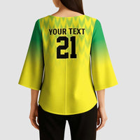 Nigeria Cricket Custom Kimono Sleeve Blouse Najeriya Yellow Greens Eagle - Wonder Print Shop