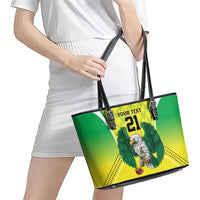 Nigeria Cricket Custom Leather Tote Bag Najeriya Yellow Greens Eagle - Wonder Print Shop