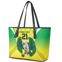 Nigeria Cricket Custom Leather Tote Bag Najeriya Yellow Greens Eagle - Wonder Print Shop