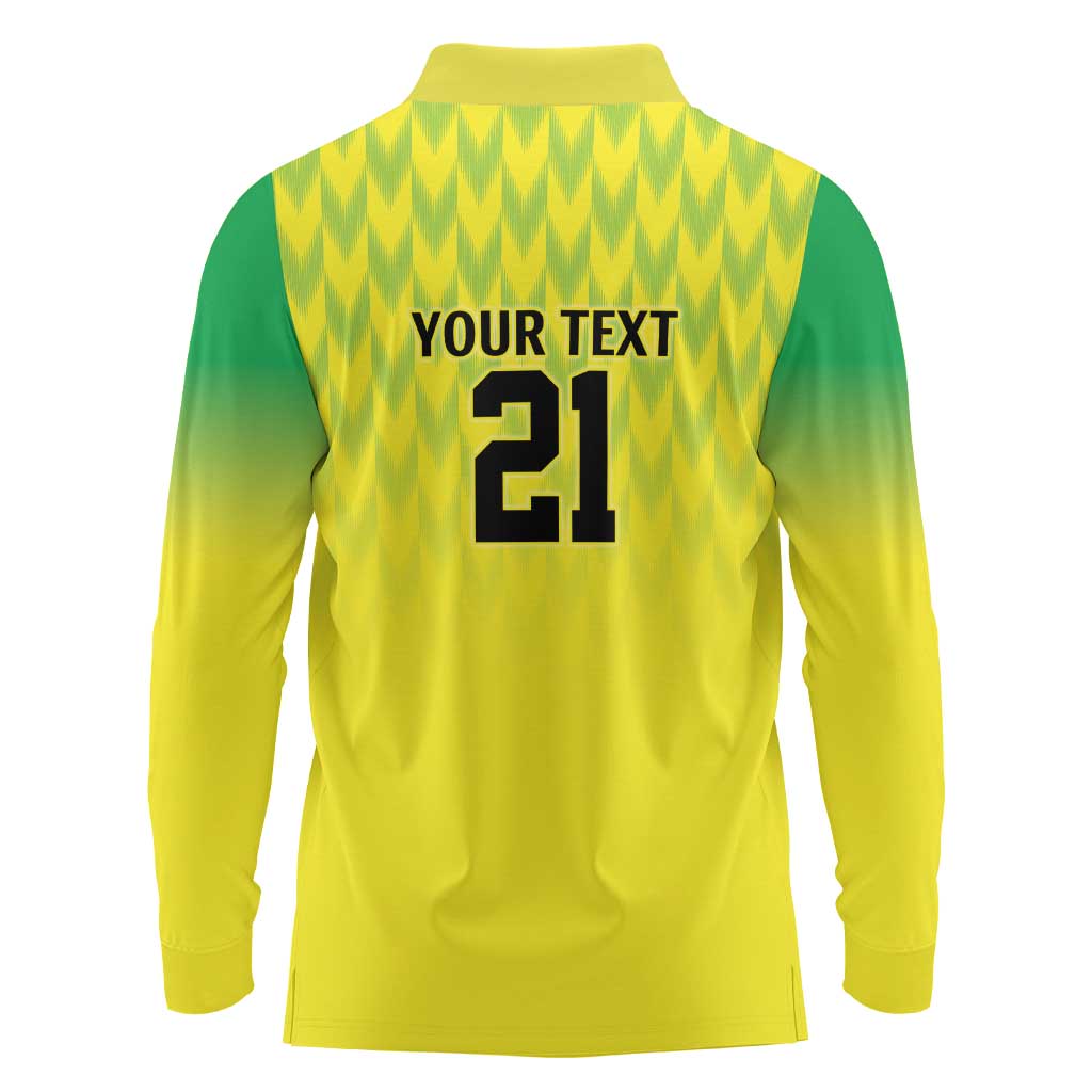 Nigeria Cricket Custom Long Sleeve Polo Shirt Najeriya Yellow Greens Eagle - Wonder Print Shop