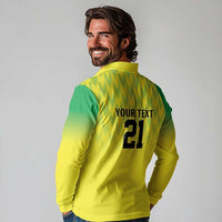 Nigeria Cricket Custom Long Sleeve Polo Shirt Najeriya Yellow Greens Eagle - Wonder Print Shop