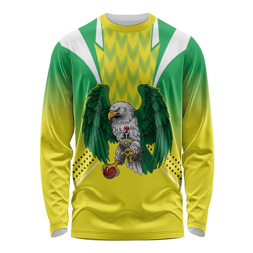 Nigeria Cricket Custom Long Sleeve Shirt Najeriya Yellow Greens Eagle - Wonder Print Shop