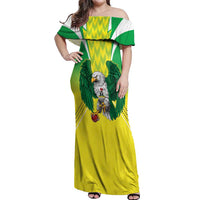 Nigeria Cricket Custom Off Shoulder Maxi Dress Najeriya Yellow Greens Eagle - Wonder Print Shop