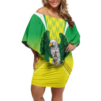 Nigeria Cricket Custom Off Shoulder Short Dress Najeriya Yellow Greens Eagle - Wonder Print Shop