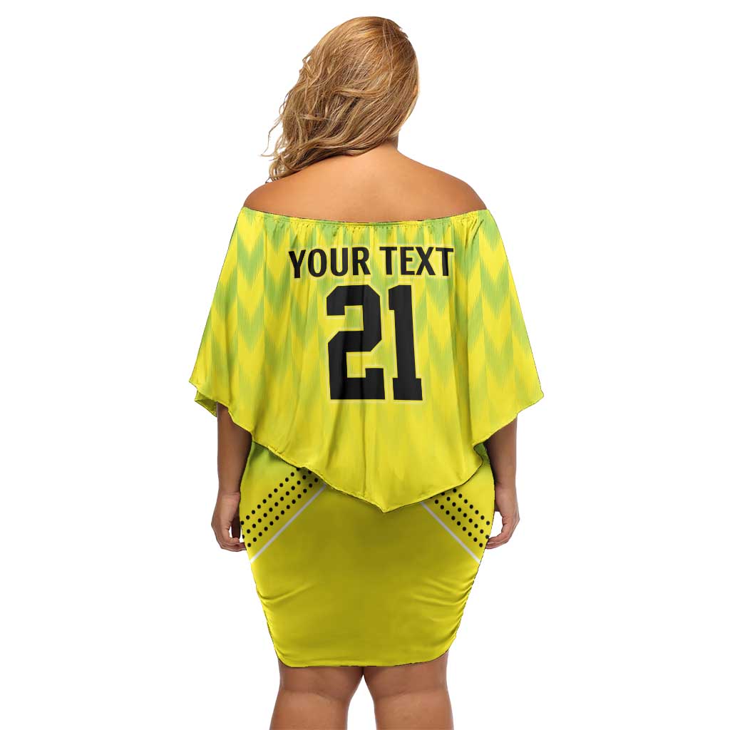 Nigeria Cricket Custom Off Shoulder Short Dress Najeriya Yellow Greens Eagle - Wonder Print Shop