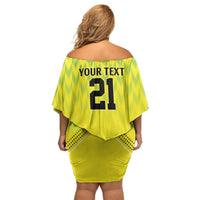 Nigeria Cricket Custom Off Shoulder Short Dress Najeriya Yellow Greens Eagle - Wonder Print Shop