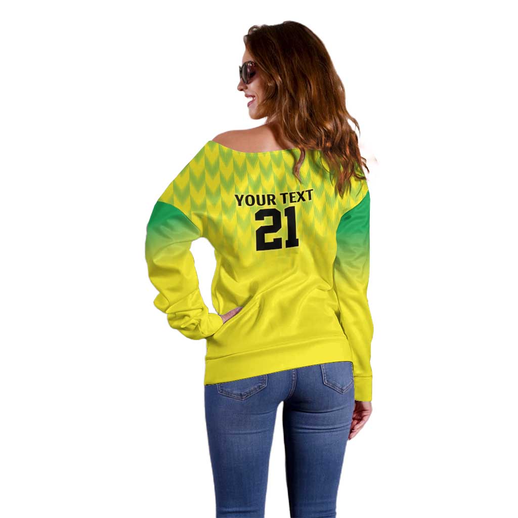 Nigeria Cricket Custom Off Shoulder Sweater Najeriya Yellow Greens Eagle - Wonder Print Shop