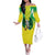 Nigeria Cricket Custom Off The Shoulder Long Sleeve Dress Najeriya Yellow Greens Eagle - Wonder Print Shop