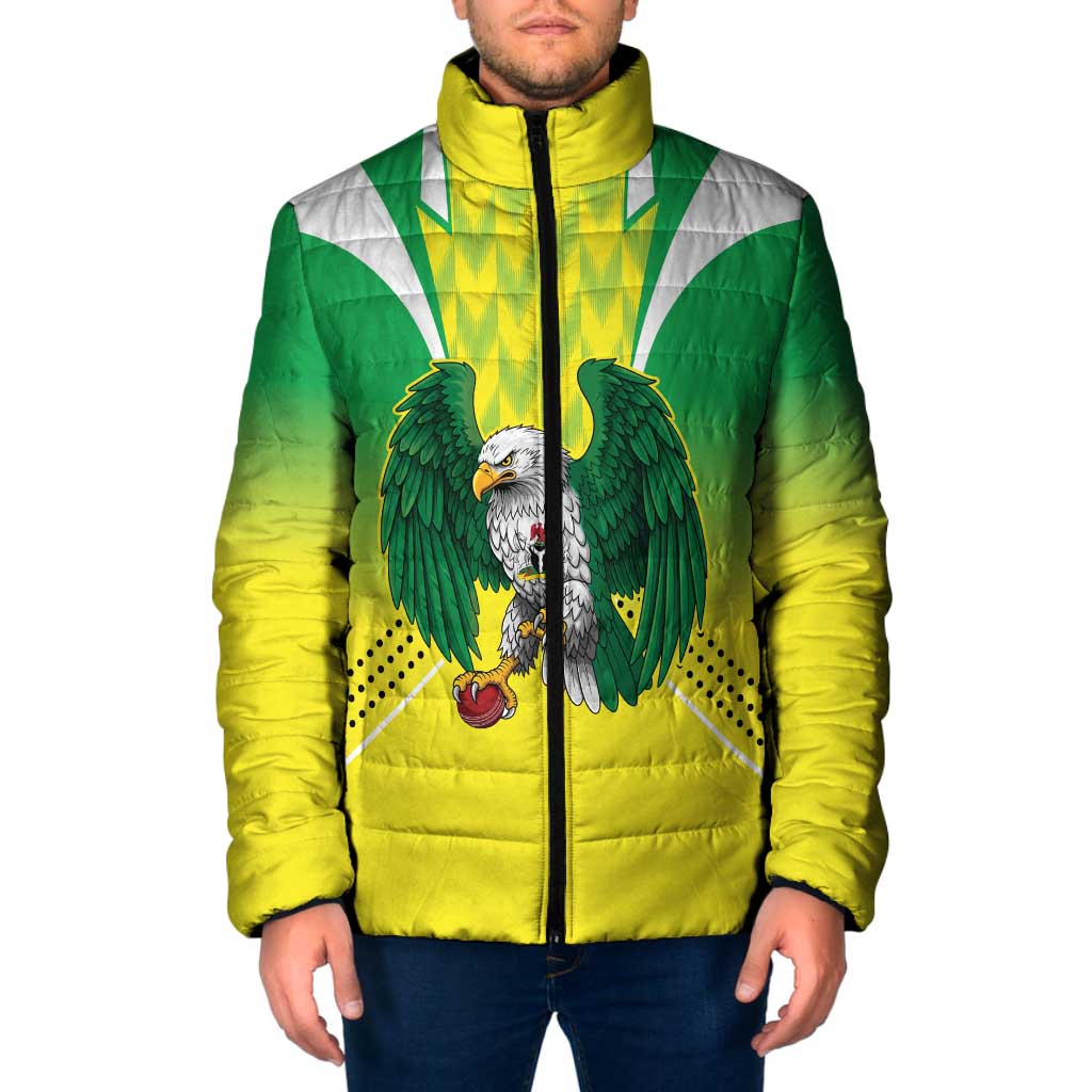 Nigeria Cricket Custom Padded Jacket Najeriya Yellow Greens Eagle - Wonder Print Shop
