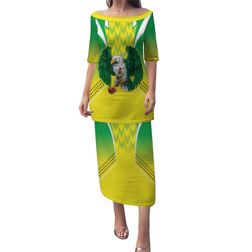 Nigeria Cricket Custom Puletasi Najeriya Yellow Greens Eagle - Wonder Print Shop