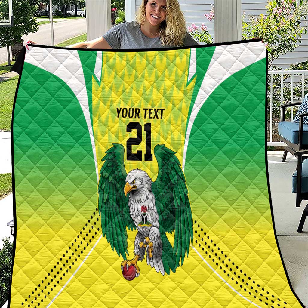 Nigeria Cricket Custom Quilt Najeriya Yellow Greens Eagle - Wonder Print Shop