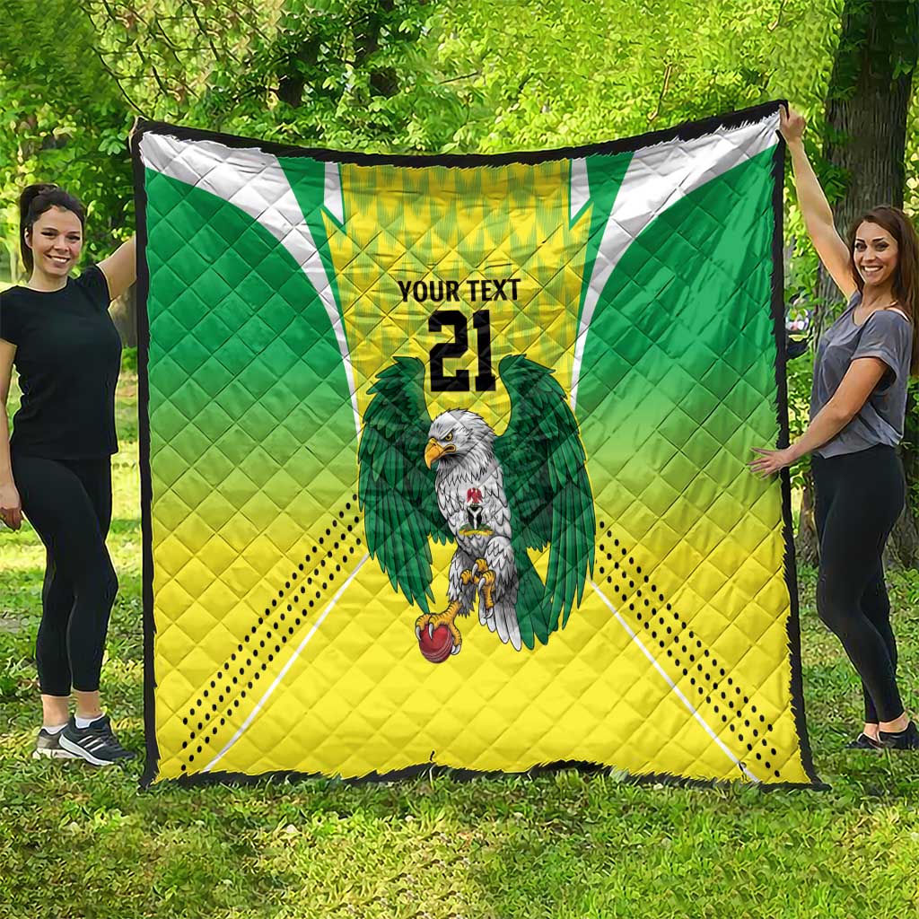 Nigeria Cricket Custom Quilt Najeriya Yellow Greens Eagle - Wonder Print Shop