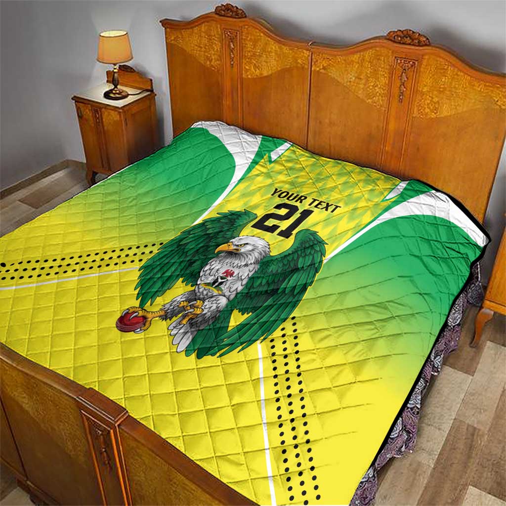 Nigeria Cricket Custom Quilt Najeriya Yellow Greens Eagle - Wonder Print Shop