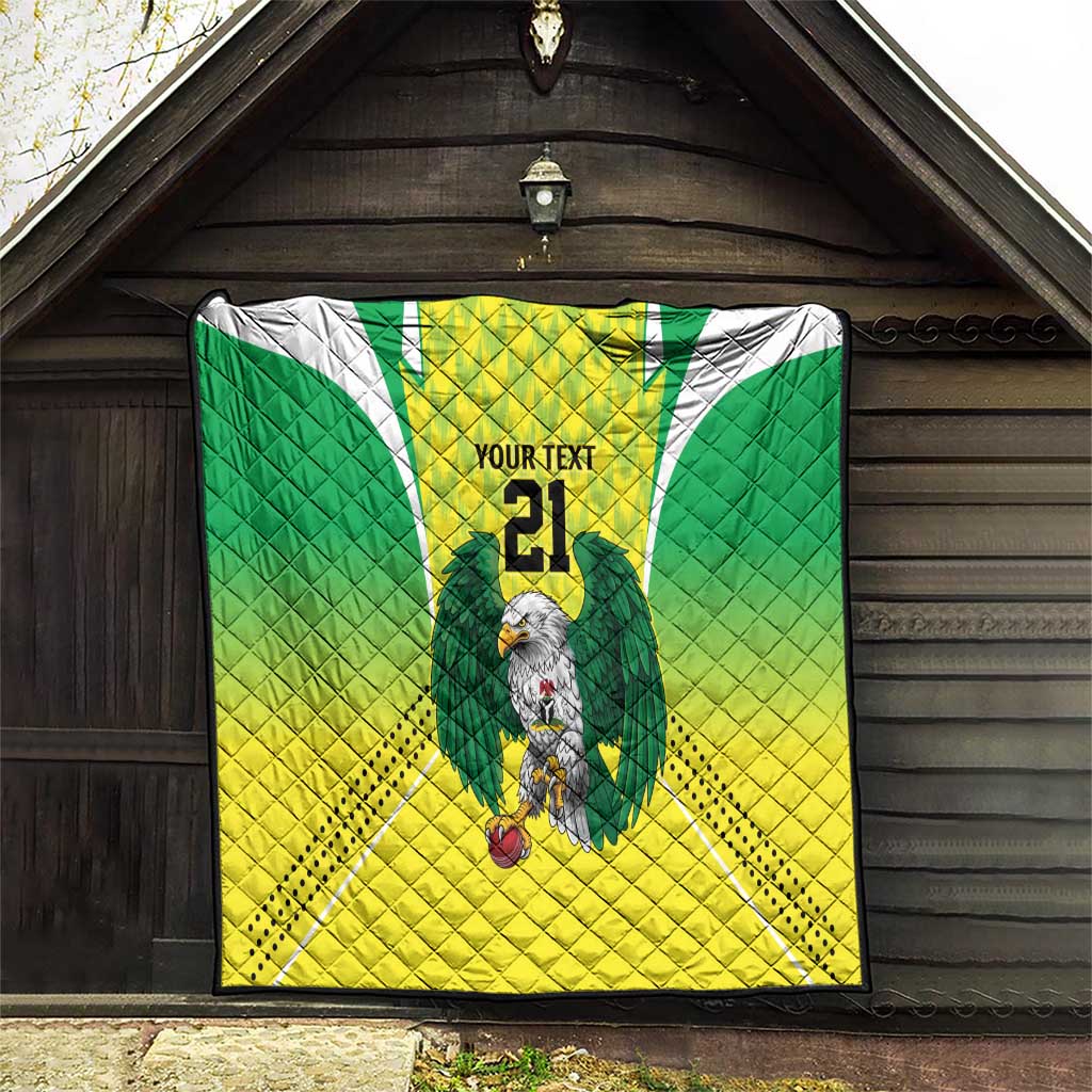 Nigeria Cricket Custom Quilt Najeriya Yellow Greens Eagle - Wonder Print Shop